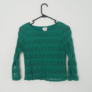 Green Belle du Jour Lace Crop Top